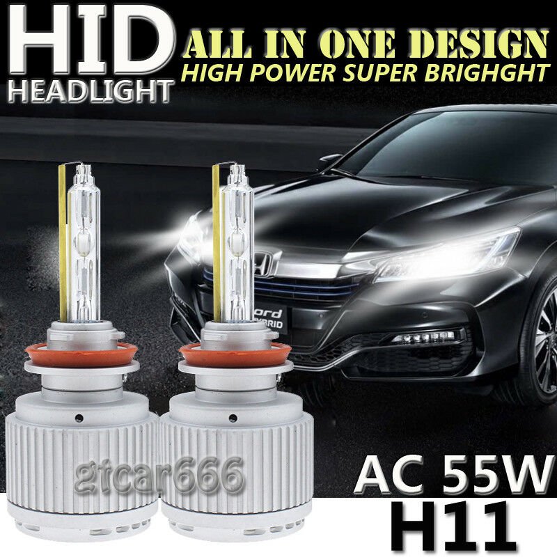 2X AC 55W High Power 6000K Xenon HID Bulbs For Car H11 Headlight High / Low Beam