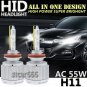 2X AC 55W High Power 6000K Xenon HID Bulbs For Car H11 Headlight High / Low Beam
