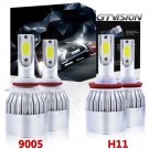 4Pcs 9005 H11 LED Total 2600W Combo Headlight High Low Beam 6000K White Kit Bulb