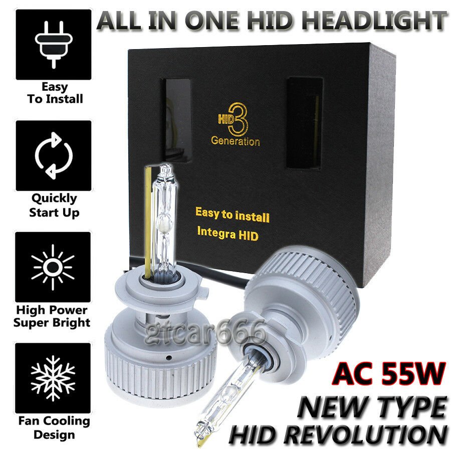 2X 6000K H7 Diamond White Xenon HID Light Bulbs ALL IN ONE Design For Headlights