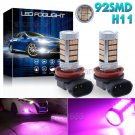 2Pcs 92SMD Pink Purple H11 H8 H9 LED Projector Bulbs Car Driving Fog Light Lamp