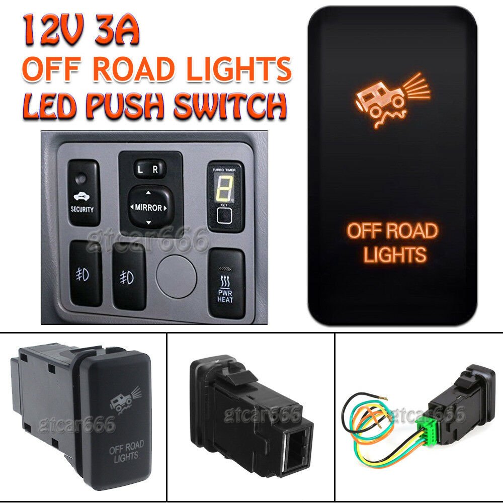 OFF ROAD LIGHTS 12V Orange LED Push Switch For Toyota Tacoma Hilux Camry 4Runner