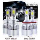 4pc H7 LED Headlight High Beam + H11 H8 Fog Light For Hyundai Santa Fe 2013-2016