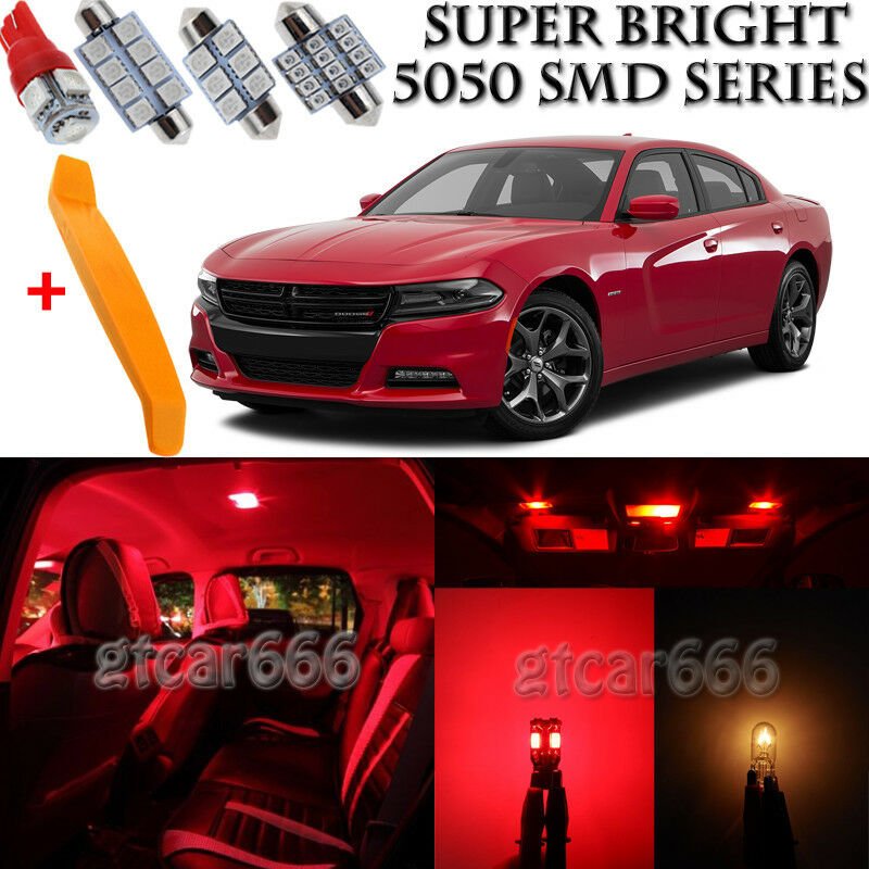 14 x Ultra Red Interior LED Lights Kit + TOOL For 2015 - 2018 Dodge Charger