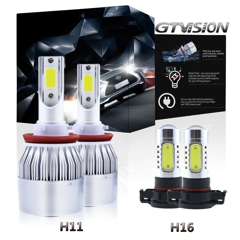 2 Pair H11 H16 LED Headlight Fog Light For Toyota Camry 07-14 Tacoma 2016-2018