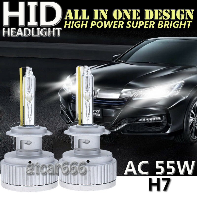 2Pieces AC 55W High Power Xenon HID Headlight Kit 6000K H7 Bulbs Super Bright
