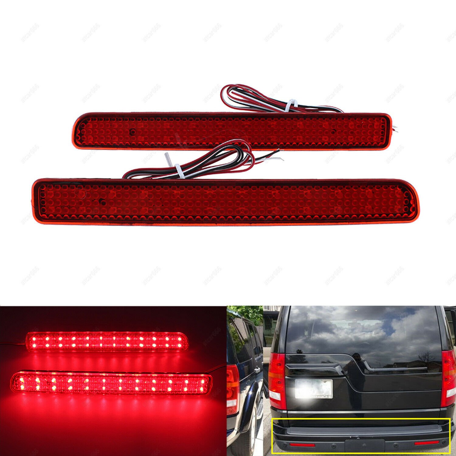 2x LED Lens Rear Bumper Reflector Brake Light For Land Rover Discovery 3/4 05-09