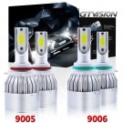9005 HB3 + 9006 HB4 COB LED Headlight Kit 6000K White 2600W 195000LM Hi/Lo Beam