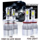 2 Pair Combo H4 LED Headlight Bulb H16 Fog Light For Toyota Tacoma Yaris Tundra