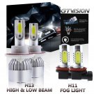 H13 LED Headlight + H11 Fog Bulb For 09-2017 Mini Cooper 2015-2017 Jeep Renegad
