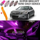 15 x Ultra PINK Interior LED Lights Kit + TOOL For 2003 - 2012 Honda Accord