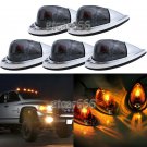 5pc Truck Semi-trailer Amber Cab Marker Roof Running Lights Smoke Lens Universal