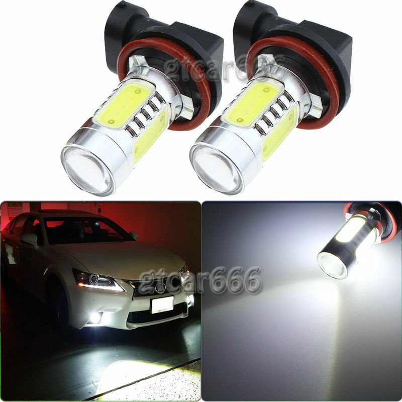 2x H11 H8 11W High Power LED Projector Bulbs Car DRL Driving Light Fog Light