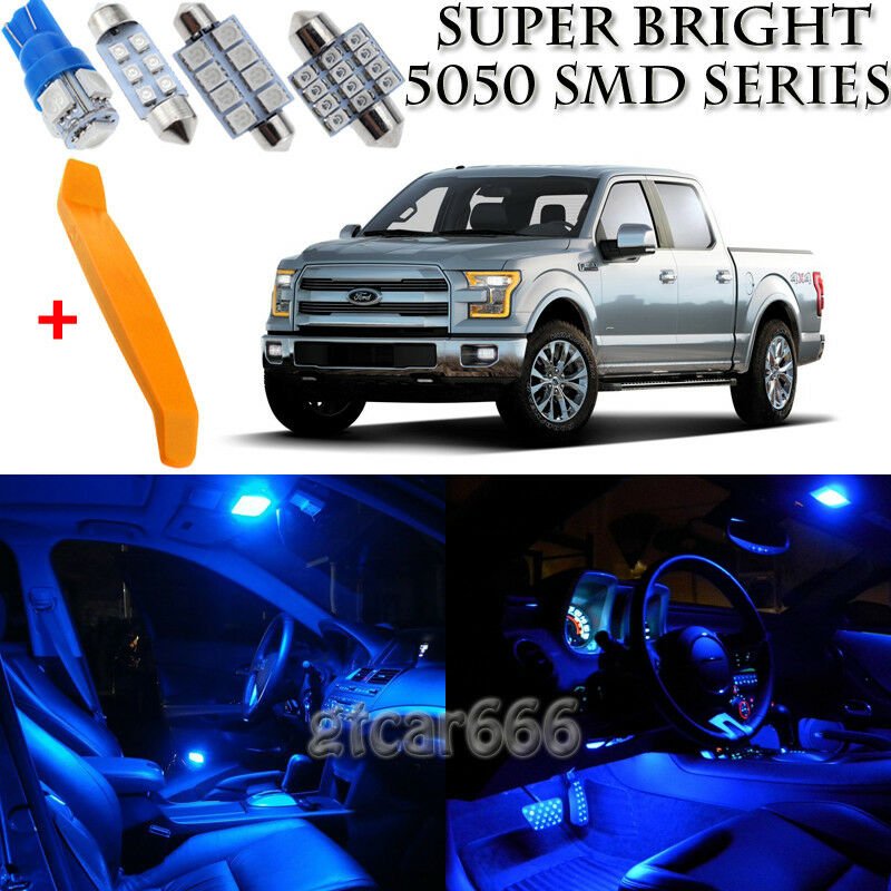 11 x Ultra Blue Interior LED Lights Kit + TOOL For 2004 - 2015 Ford F150 F-150
