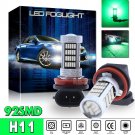 2X 92SMD H8 H11 H9 Fog Light Green Bright LED Projector Bulbs Driving Lamp DRL
