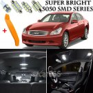11 x Xenon White LED Interior Light and Plate Package For 2007-2008 Infiniti G35