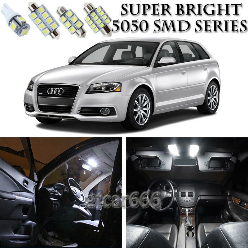 16pcs Xenon White LED Interior Lights Bulb Package Kit For 2006-2011 Audi A3