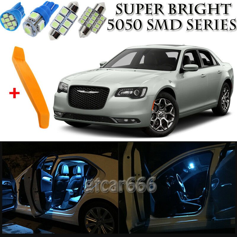 14 x Ice Blue Interior LED Lights Kit + TOOL For 2015 - 2018 Chrysler 300