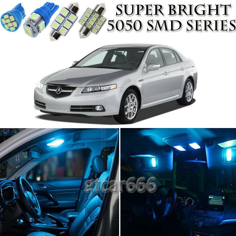 11pcs Ice Blue LED Interior Lights Bulb Package Kit For Acura TL 2004-2008