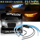 24" Flexible ICE BLUE DRL LED Strip Light Daytime Running Sequential Turn Signal