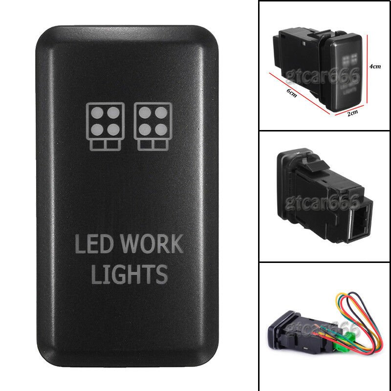 Blue LED Switch Push LED WORK LIGHT for Toyota Hilux Tacoma Fortuner Tundra