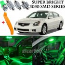 16 x Ultra Green Interior LED Lights Kit + TOOL For 2004 - 2008 Nissan Maxima