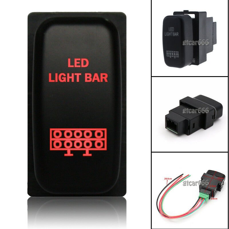 12V 3A LED LIGHT BAR Botton For Mitsubishi Pajero Triton MN Red LED Push Switch