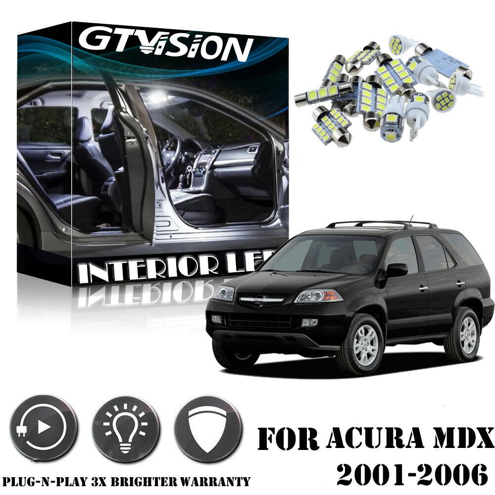 13PCS Bright Super White LED Interior Lights Package Kit For Acura MDX 2001-2006