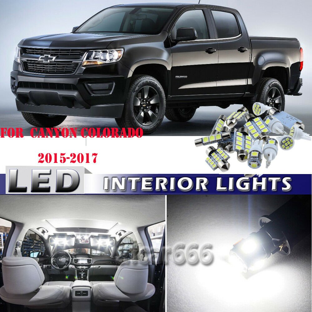 17Pcs White LED Lights Interior Package Kit For 2015 2016 2017 Canyon Colorado