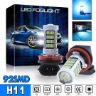 2x H11 H8 H9 92SMD Projector LED Fog Light Bulbs Driving Lamp DRL 8000K Ice Blue