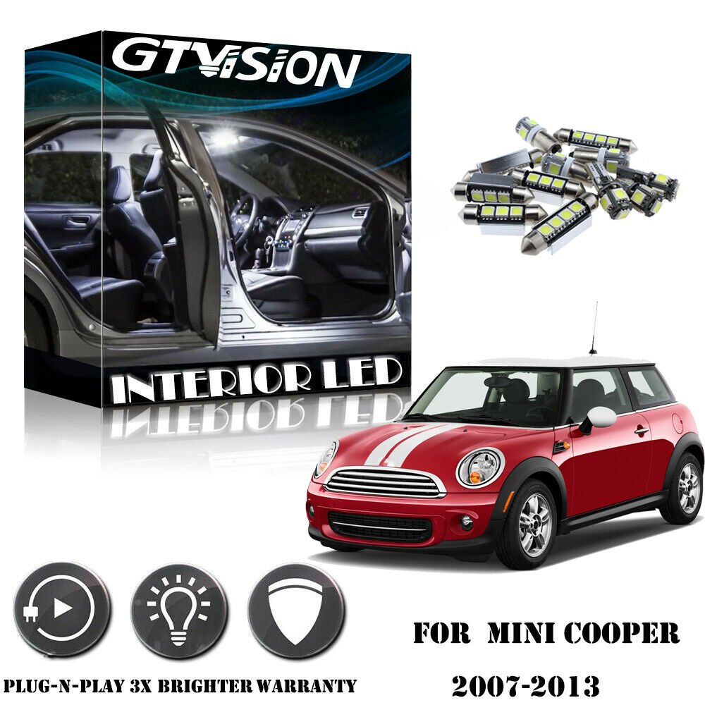 13Pcs Bright White LED Lights Interior Package Kit For 2007-13 Mini Cooper R56