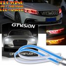 2PC 60CM LED Car Flexible DRL Daytime Running Strip Light Super Slim Red Amber