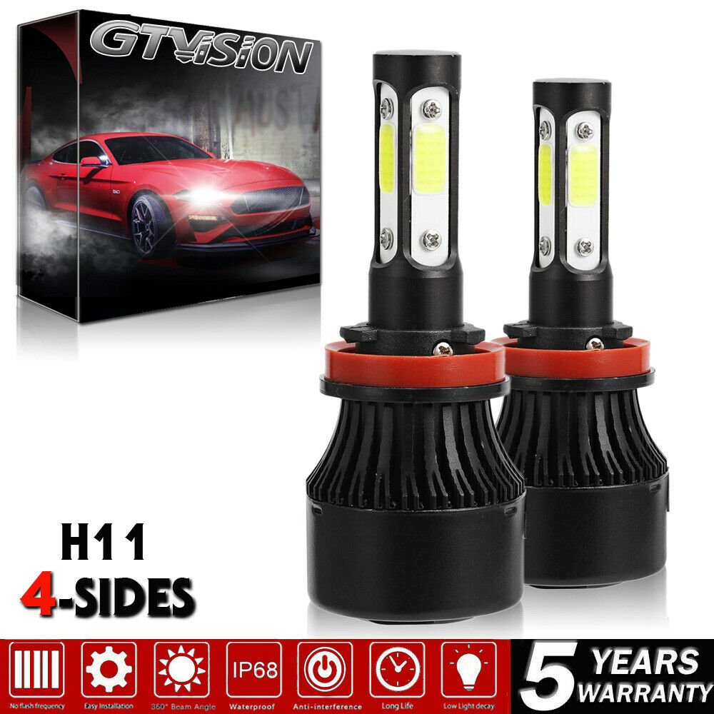 2Pcs LED Headlight Fog Lights Kit for H11 H8 H9 6000k White 285000 Lumens 1900W