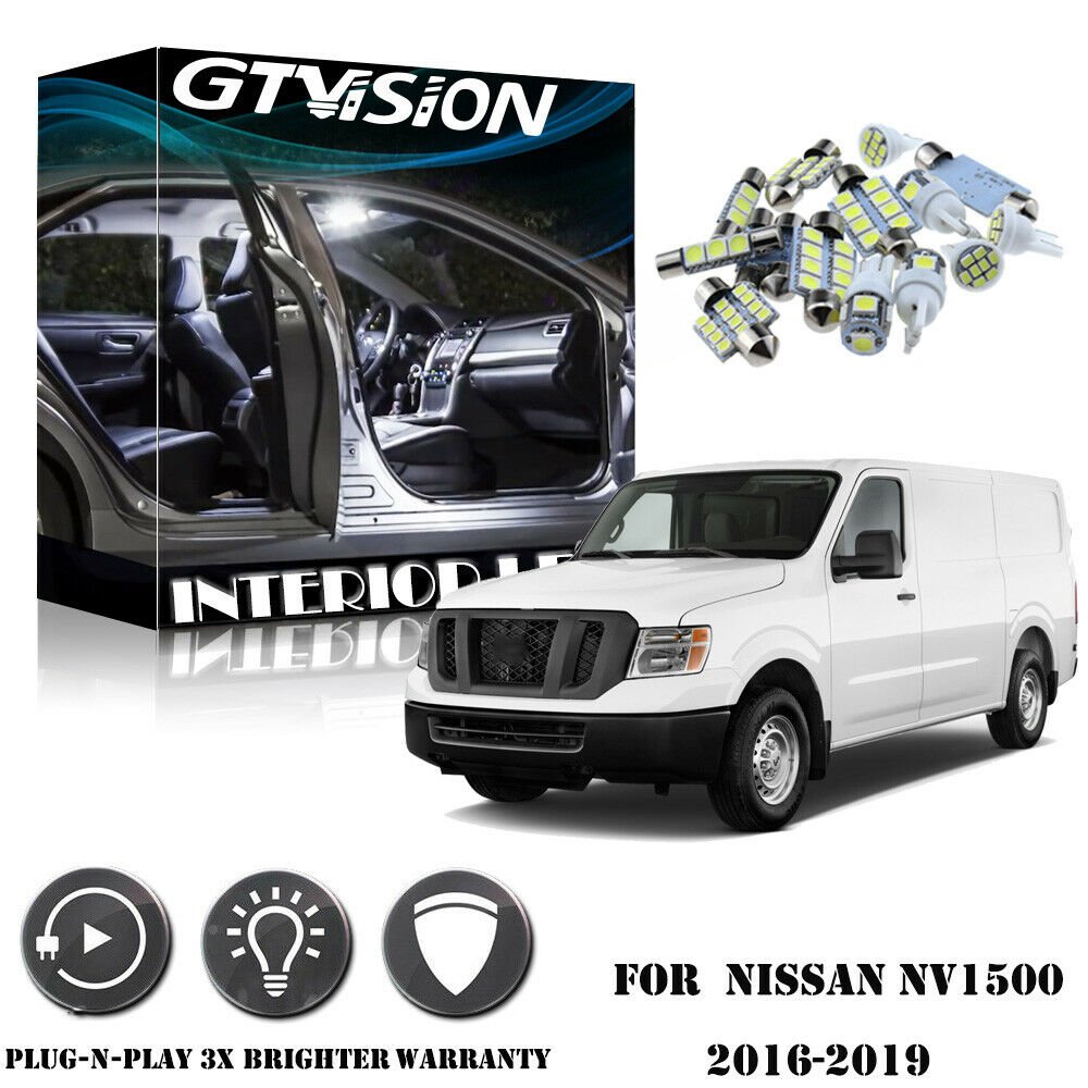 11pcs Bright White LED Lights Interior Package Kit for Nissan NV 1500,3500 .2016