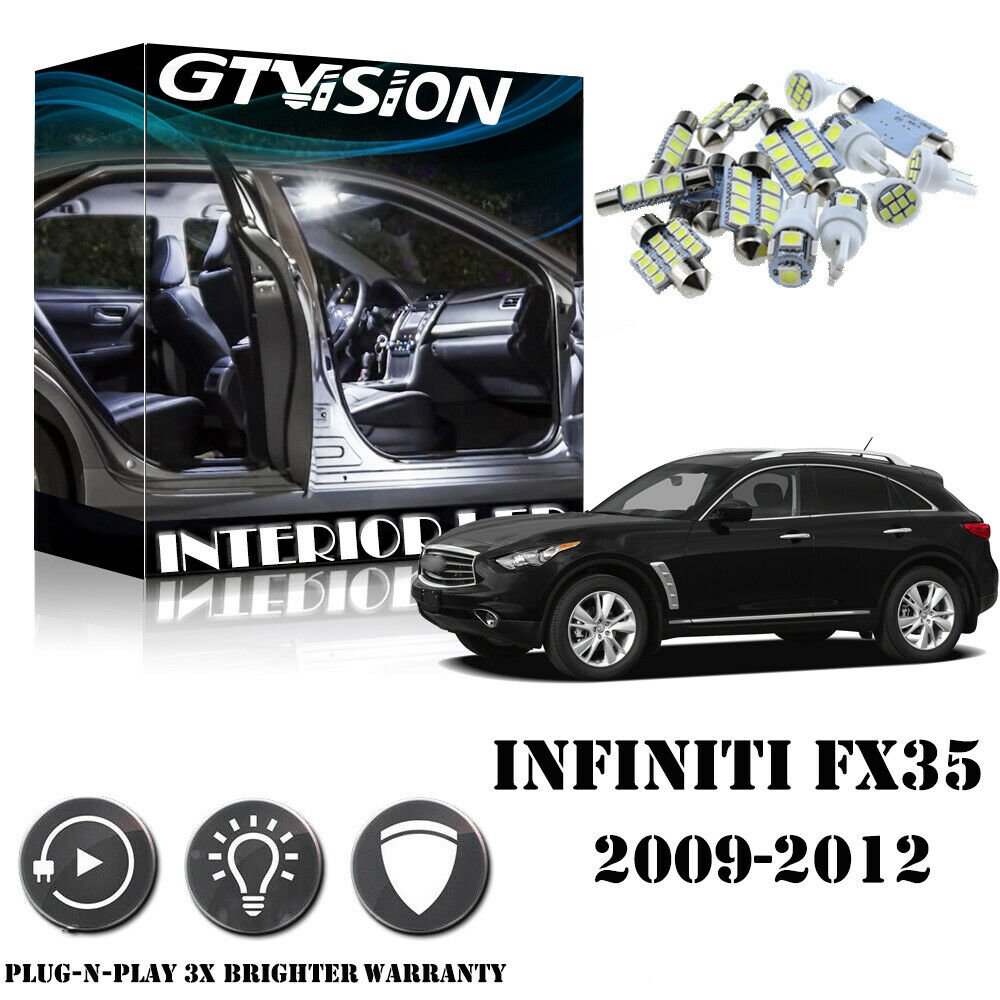 14Pcs White SMD LED Lights Interior Package Kit For Infiniti FX35 FX50 2009-2012