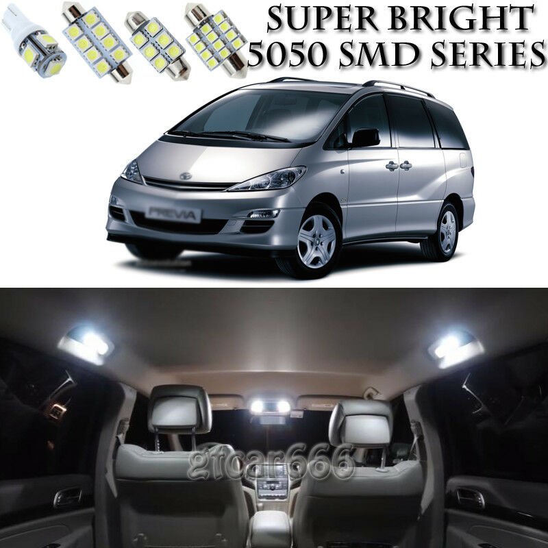 12X Xenon SMD White LED Interior Light Package Kit For Toyota Previa 1991-1997