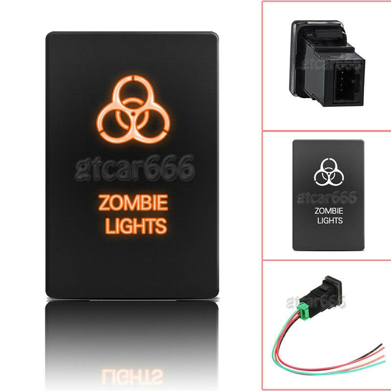 Orange LED Push Switch Zombie Lights for Toyota Highlander Sequoia RAV4 Tundra