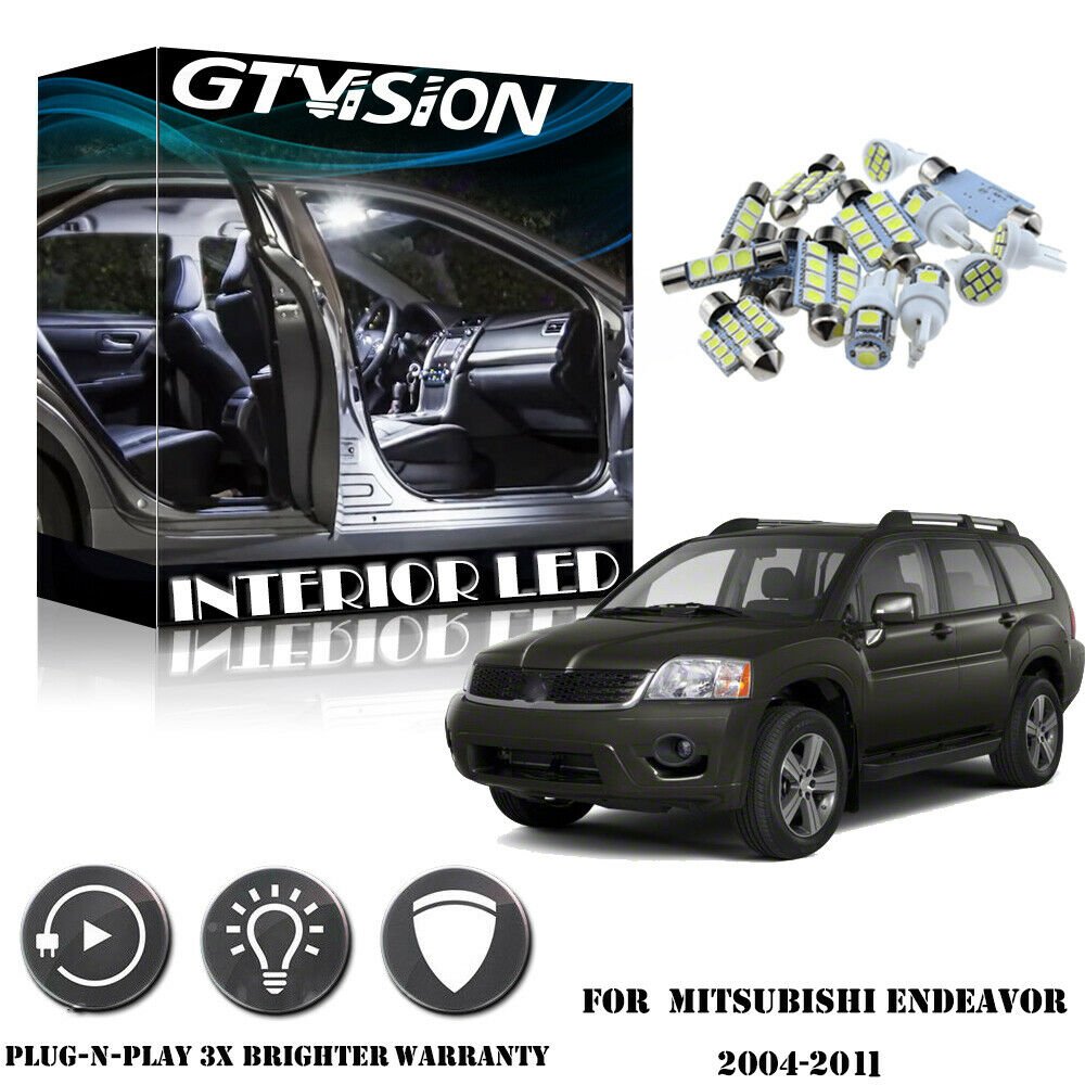 8x Bright White LED Lights Interior Package Kit For 04 - 11 Mitsubishi Endeavor