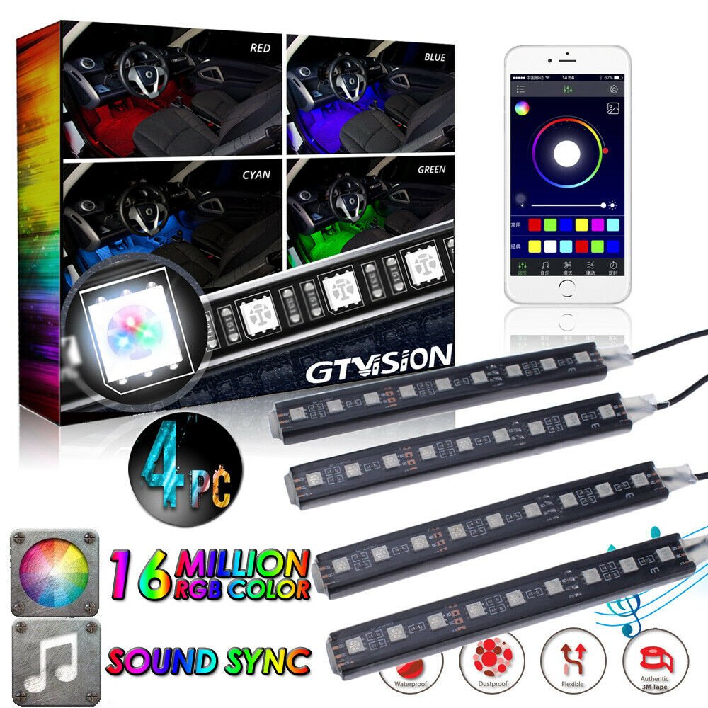 Colorful 36LED RGB APP Control Seat Foot well Lighting Car Interior Under Dash