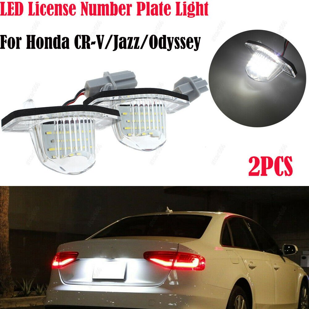 2Pcs LED License Number Plate Light For Honda Jazz CR-V Stream Odyssey Crosstour
