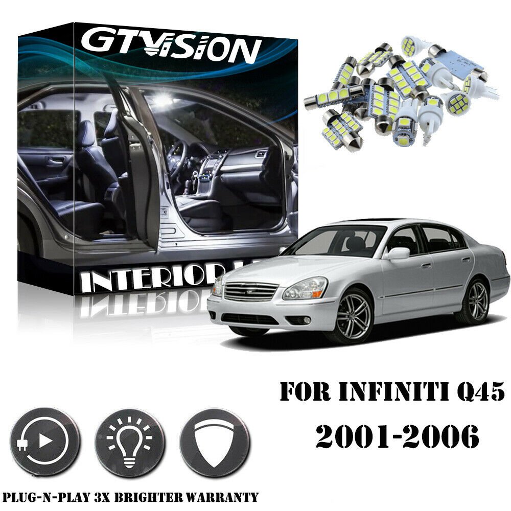 16Pcs Super LED White 6K Lights Interior Package Kit For Infiniti Q45 2001-2006