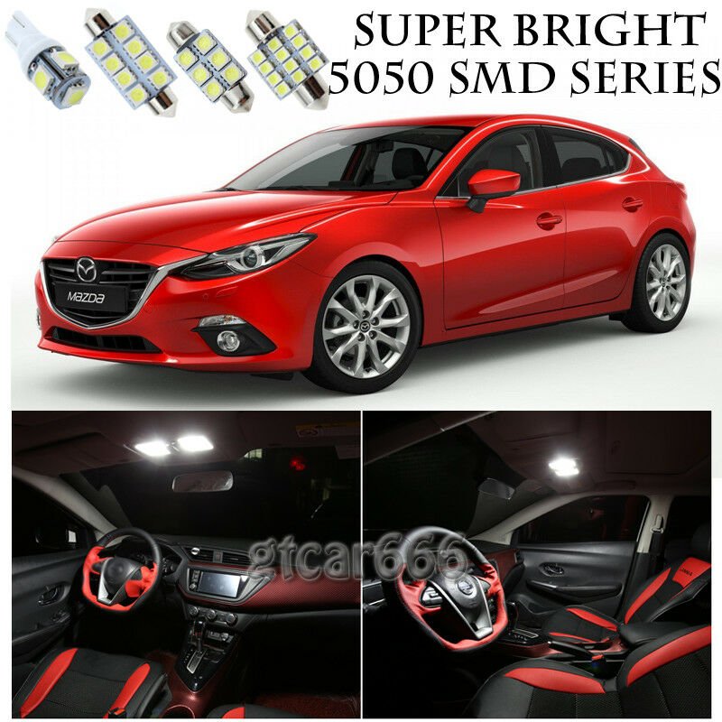 5050 SMD White LED Interior Lights Package Kit For 2014-2016 Mazda3 10pcs
