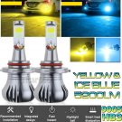 2X 9005 HB3 LED Fog Light Bulb 3K Yellow + 8K Ice Blue Dual Color w/ Strobe Mode