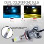 2X 9005 HB3 LED Fog Light Bulb 3K Yellow + 8K Ice Blue Dual Color w/ Strobe Mode