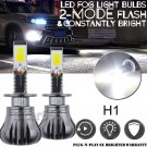 H1 6000K White LED Replacement Fog Light Bulbs Bright White 2-Mode Still + Flash