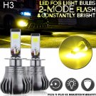 NEW 2x H3 Amber Yellow COB LED Headlight Bulbs Kit Fog Driving Light DRL Strobe