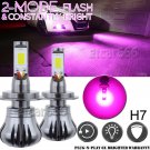 H7 LED Fog Light Bulbs Car Driving Lamp DRL Pink Purple High Power w/ Flash Mode
