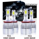 4pcs LED Headlight Bulbs H11 + H11 2600W 195000LM High Low Beam Fog Combo Kits