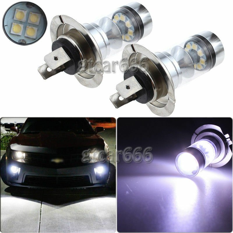 2x H7 100W High Power Xenon White LED Bulbs For Fog Light Daytime Running Light