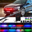 22" RGB Knight Rider LED Neon Strip Light Universal Grill Under Spoiler Hood Kit